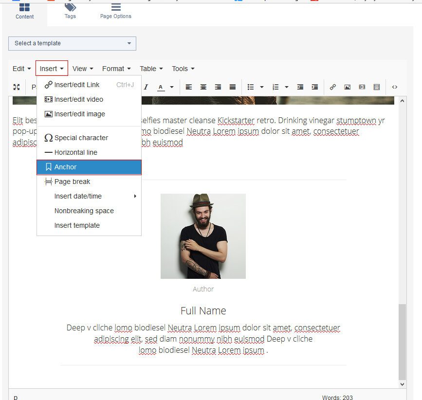 Add a bookmark (Anchor)